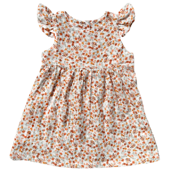 Musselinkleid Amelie | apricot | allover Blumenprint